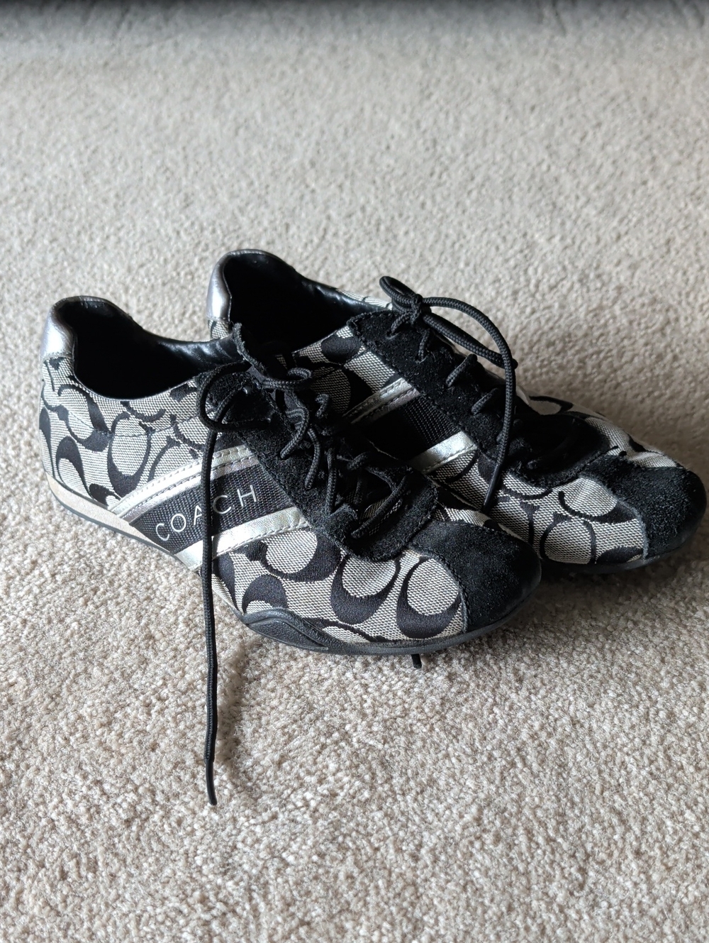 Coach Black & Silver Signature Logo Low-Top Sneakers